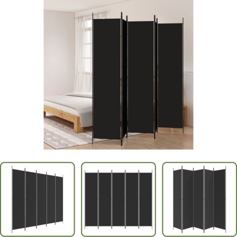 Divisore per stanze -  Divisorio 5 Pannelli Nero 250x220 cm Tessuto