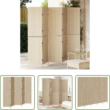 Divisore pieghevole -  Divider per stanze Beige 242 x 180 cm polyrattan