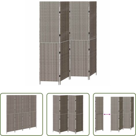 Divisore pieghevole -  Divider per stanze Grigio 195 x 180 cm polyrattan