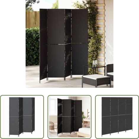 Divisore pieghevole -  Divider per stanze Nero 195 x 180 cm polyrattan
