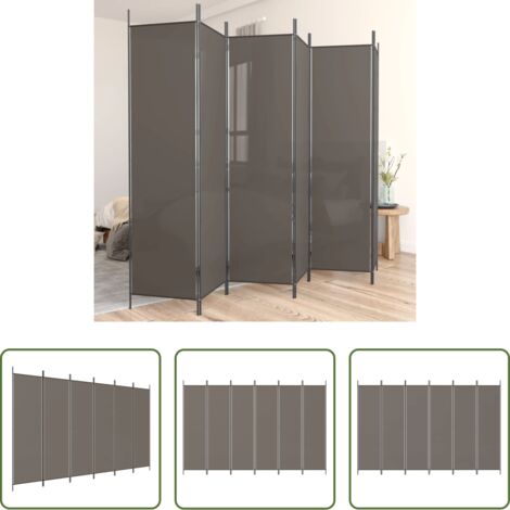 Divisore pieghevole -  Divisorio a 6 Pannelli Antracite 300x200 cm Tessuto