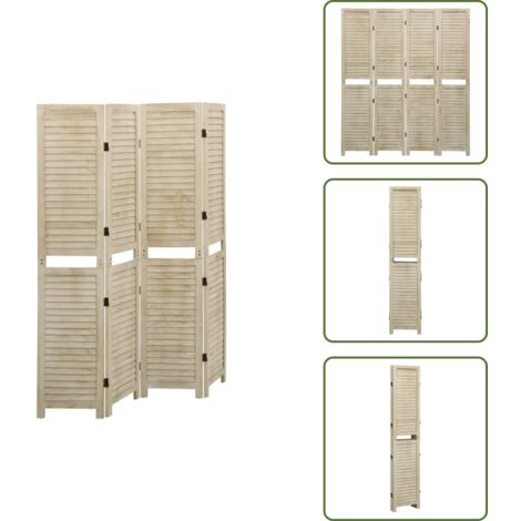 Divisore vintage - vidaXL Divisorio a 4 Pannelli 140 x 165 cm Legno Massello di Paulownia - Divisore con ventilazione