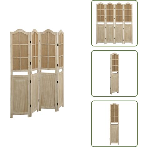 Divisore vintage - vidaXL Divisorio a 4 Pannelli Marrone 140x165 cm in Tessuto - Divisore per camera da letto