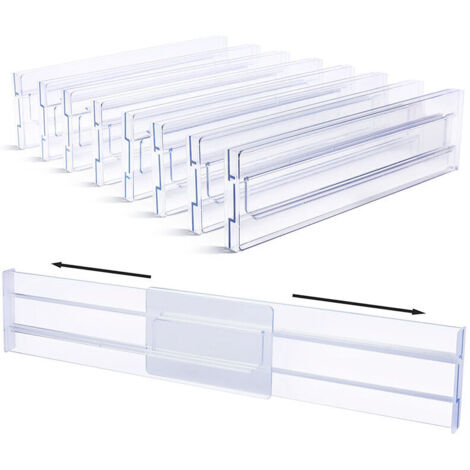 Divisores de cajón ajustables de plástico (8 unidades, 27,5-52 cm) para oficina,