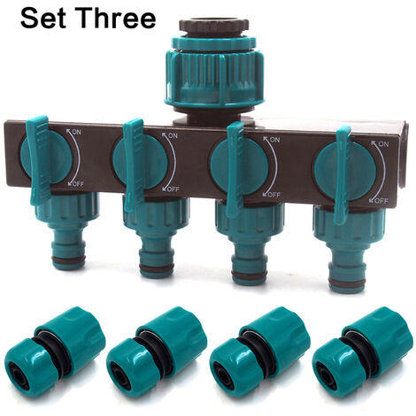 Divisores de tubo de manguera de 4 vías para riego automático, herramienta de riego de agua, temporizador, 1 &quota 3/4&quot a 1/2&quot,Set Three