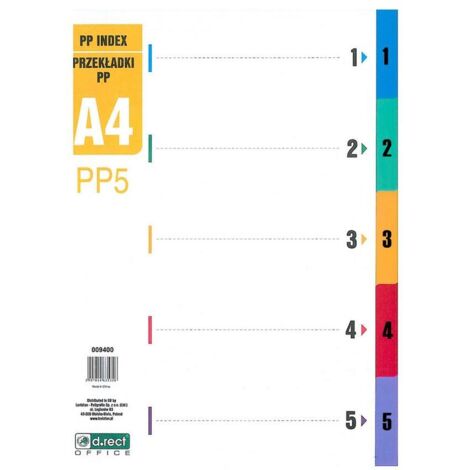 Divisori D.RECT PP A4 per raccoglitori - 5 pz.