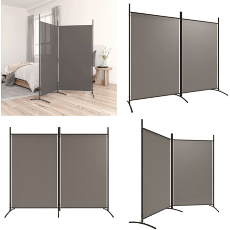 Divisorio a 2 Pannelli Antracite 175x180 cm Tessuto - Divisore a 2 pannelli - Divisore in tessuto