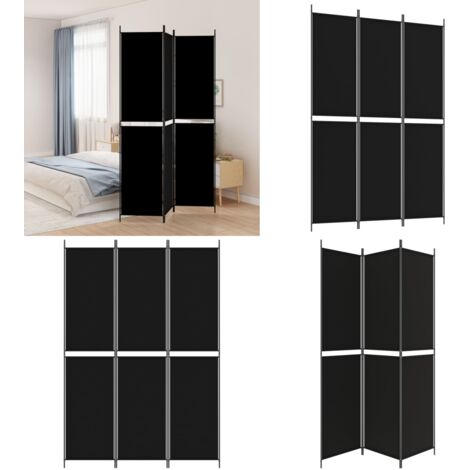 Divisorio a 3 Pannelli Nero 150x220 cm in Tessuto - Divisore a 3 pannelli - Divisore in tessuto