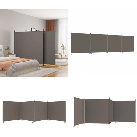 Divisorio a 4 Pannelli Antracite 698x180 cm Tessuto - Divisore a 4 pannelli - Schermo per finestra