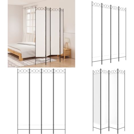 Divisorio a 4 Pannelli Bianco 160x220 cm Tessuto - Divisore a 4 pannelli - Divisore in tessuto