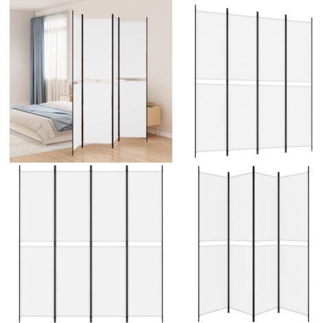 Divisorio a 4 Pannelli Bianco 200x220 cm Tessuto - Divisore a 4 pannelli - Divisore in tessuto
