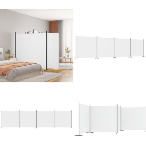 Divisorio a 4 Pannelli Bianco 698x180 cm Tessuto - Divisore a 4 pannelli - Divisore in tessuto
