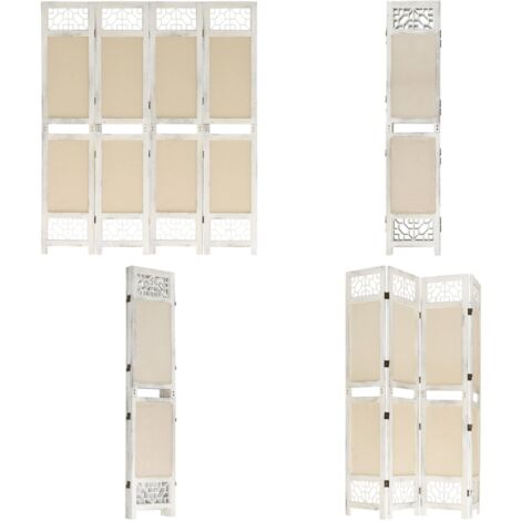 Divisorio a 4 Pannelli Crema 140x165 cm in Tessuto - Divisore per camera da letto - Divisore per soggiorno