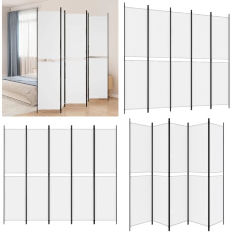 Divisorio a 5 Pannelli Bianco 250x220 cm Tessuto - Divisore a 5 pannelli - Divisore in tessuto