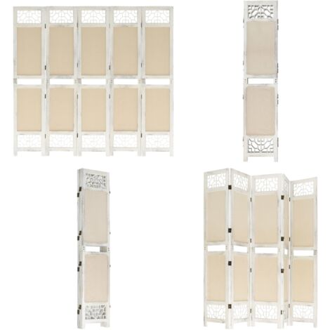 Divisorio a 5 Pannelli Crema 175x165 cm in Tessuto - Divisore per camera da letto - Divisore per soggiorno