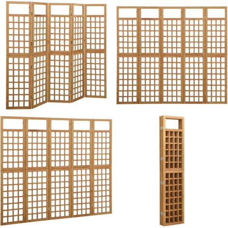 Divisorio a 5 Pannelli in Legno Massello di Abete 201,5x180 cm - Graticcio in legno - Supporto per piante