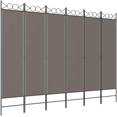 Divisorio a 6 Pannelli Antracite 240 x 220 cm Tessuto vidaXL