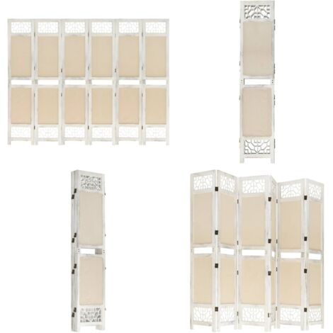 Divisorio a 6 Pannelli Crema 210x165 cm in Tessuto - Separatore per stanza - Decorazione camera da letto