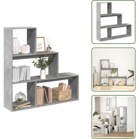 Divisorio casa - vidaXL Libreria Divisorio 3Piani Grigio Cemento 123x29x123 Truciolato - Scaffale 3 ripiani