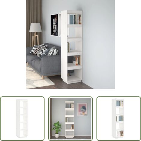 Divisorio in legno -  Libreria/Divisorio Bianco 40x35x167cm in Legno Massello di Pino