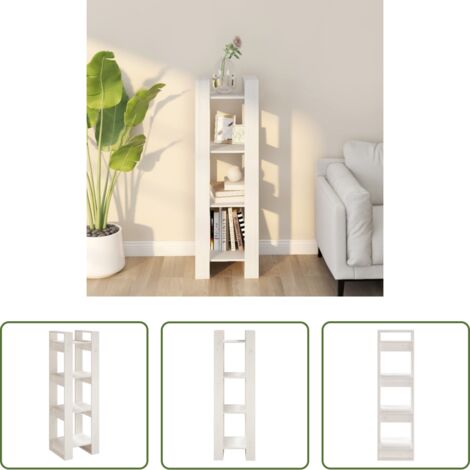 Divisorio in legno -  Libreria/Divisorio Bianco 41x35x125cm in Legno Massello di Pino