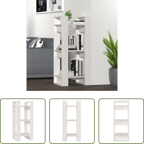 Divisorio in legno -  Libreria/Divisorio Bianco 41x35x91 cm in Legno Massello di Pino