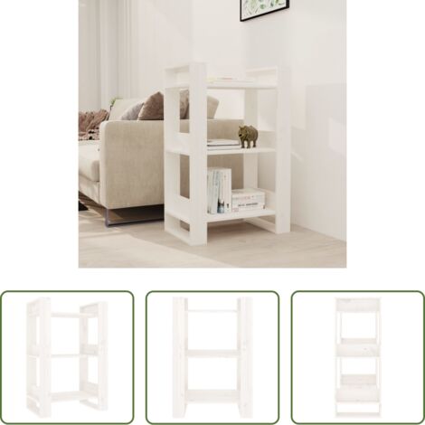 Divisorio in legno -  Libreria/Divisorio Bianco 60x35x91 cm in Legno Massello di Pino