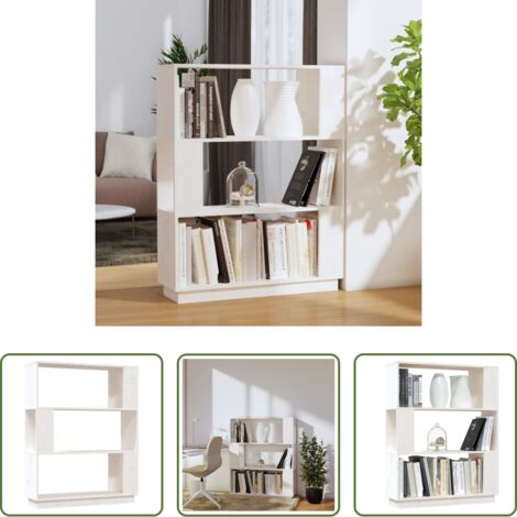 Divisorio in legno -  Libreria/Divisorio Bianco 80x25x101 cm Legno Massello di Pino