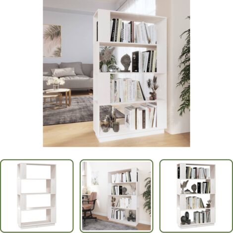 Divisorio in legno -  Libreria/Divisorio Bianco 80x25x132 cm Legno Massello di Pino