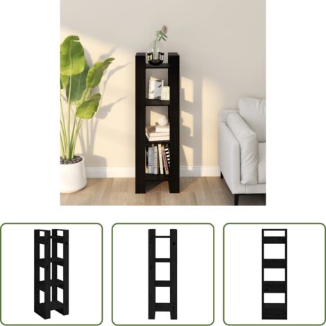 Divisorio in legno -  Libreria/Divisorio Nero 41x35x125 cm in Legno Massello di Pino
