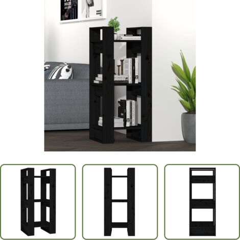 Divisorio in legno -  Libreria/Divisorio Nero 41x35x91 cm in Legno Massello di Pino