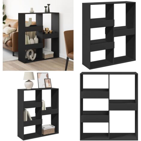 Divisorio Nero 100x33x115 cm in Truciolato - Divisorio nero - Scaffale decorativo