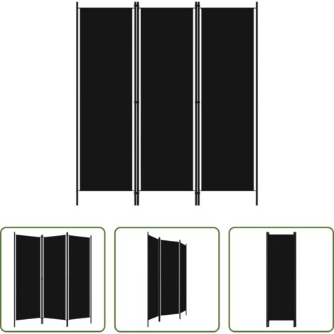 Divisorio -  Paravento a 3 Pannelli Nero 150x180 cm