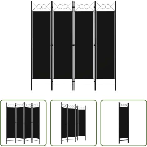 Divisorio -  Paravento a 4 Pannelli Nero 160x180 cm