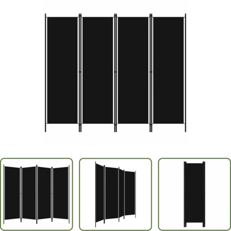 Divisorio -  Paravento a 4 Pannelli Nero 200x180 cm