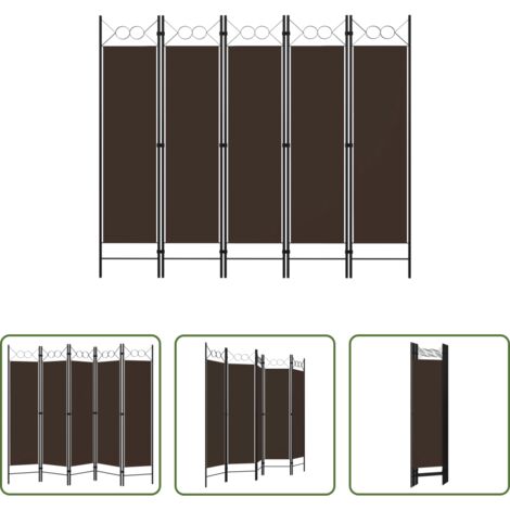 Divisorio -  Paravento a 5 Pannelli Marrone 200x180 cm