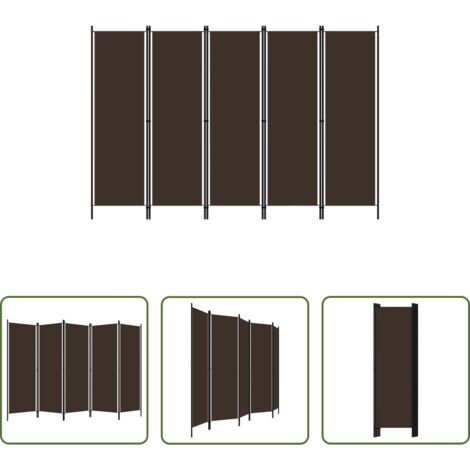 Divisorio -  Paravento a 5 Pannelli Marrone 250x180 cm