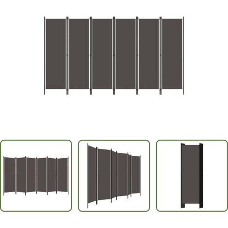 Divisorio -  Paravento a 6 Pannelli Antracite 300x180 cm