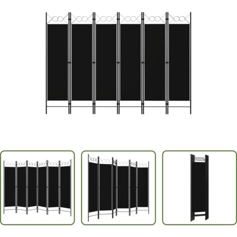 Divisorio -  Paravento a 6 Pannelli Nero 240x180 cm