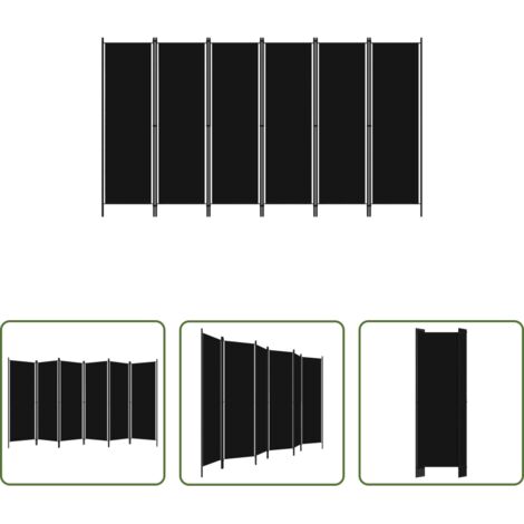 Divisorio -  Paravento a 6 Pannelli Nero 300x180 cm