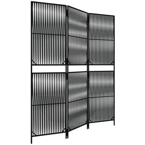 Divisorio per Ambienti a 3 Pannelli Nero in Polyrattan vidaXL