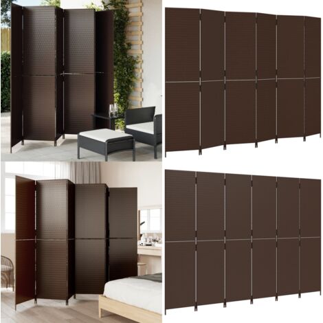 Divisorio per Ambienti a 6 Pannelli Marrone in Polyrattan - Divisore in polyrattan - Divisore per camera da letto