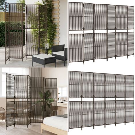 Divisorio per Ambienti a 6 Pannelli Marrone in Polyrattan - Divisore in polyrattan - Divisore per privacy