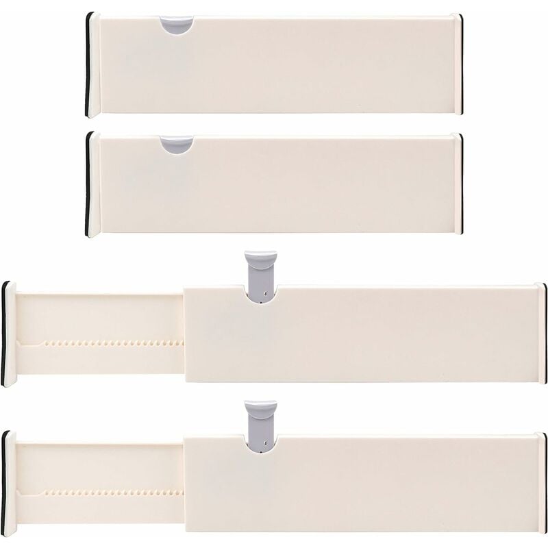Image of Divisorio per cassetti espandibile da 2 pezzi, divisorio per cassetti in plastica modulare (27,5-43,5 cm), organizer per cassetti regolabili per
