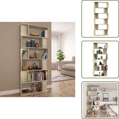 Divisorio per corridoio - vidaXL Libreria/Divisorio Rovere Sonoma 80x24x192 cm Legno Ingegnerizzato - Libreria con 6 scomparti
