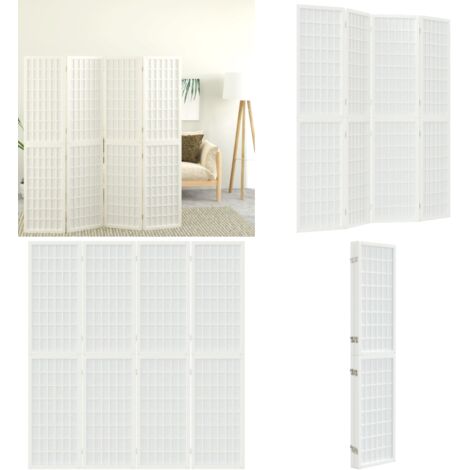 Divisorio Pieghevole 4 Pannelli Stile Giapponese 160x170 Bianco - Divisore per interni - Divisore pieghevole