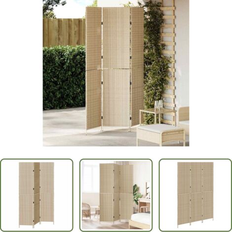 Divisorio pieghevole -  Divider per stanze Beige 146 x 200 cm polyrattan