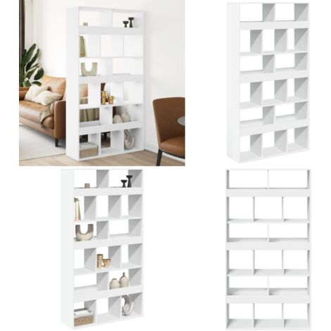 Divisorio Stanza Bianco 100x33x187,5 cm in Truciolato - Libreria divisoria - Scaffale per ufficio