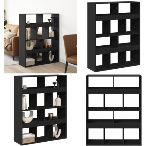 Divisorio Stanza Nero 100x33x125,5 cm in Truciolato - Libreria divisoria - Scaffale per ufficio