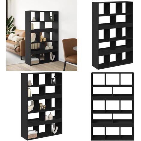 Divisorio Stanza Nero 100x33x156,5 cm in Truciolato - Divisore ambienti - Libreria divisoria